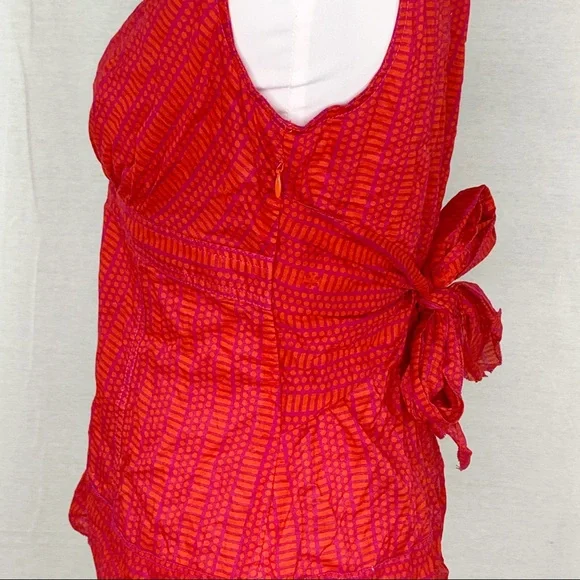 Tory Burch red and purple tie back v-neck tank top - Picture 5 of 14